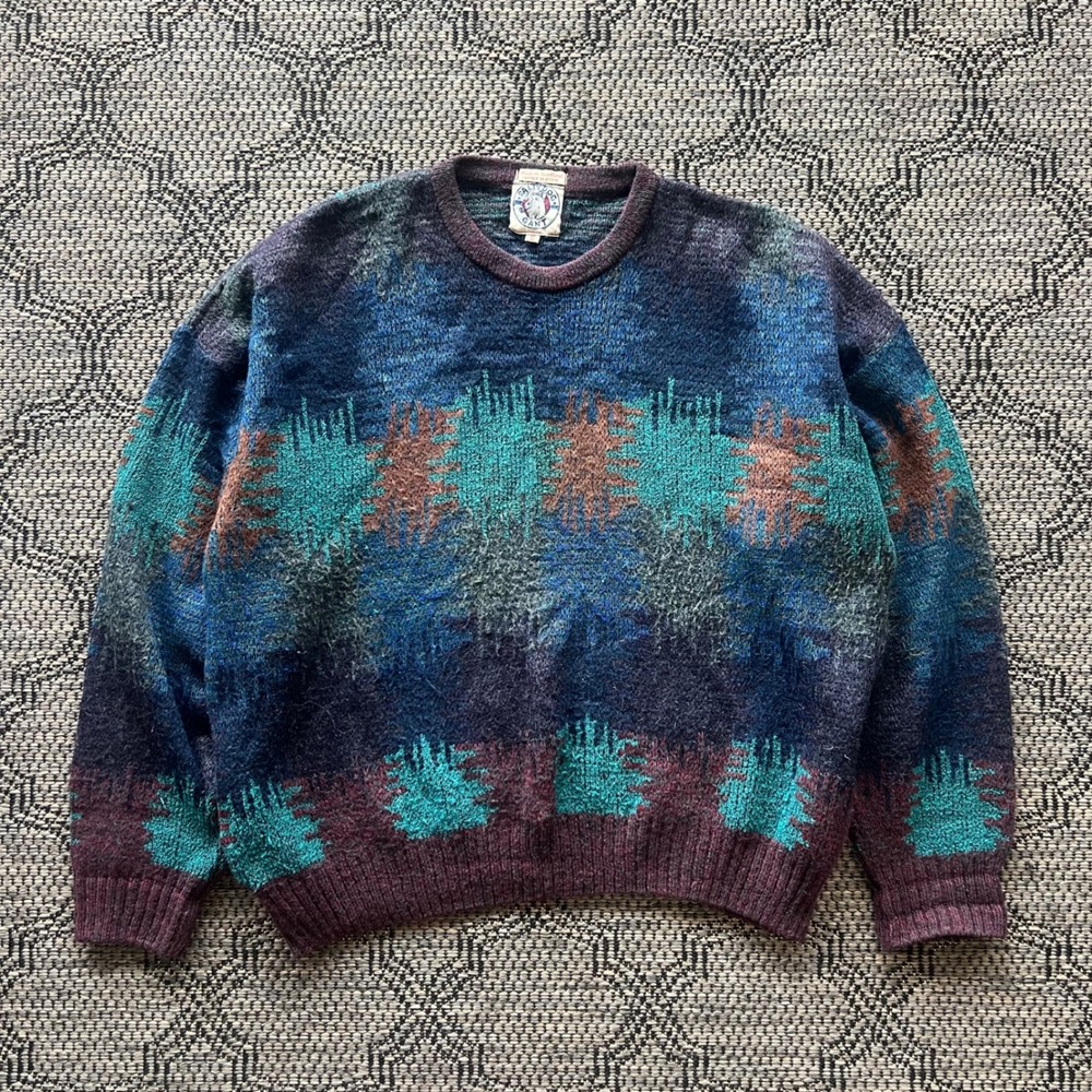 Vintage Gant Salty Dog Sweater Mens XL Multicolor Abstract Knit Scotland Boxy